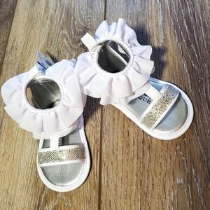 Koala Baby Boutique White and Silver Baby Sandals Size 2